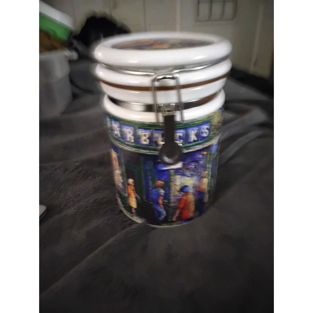 Starbucks Pike Place Market Ceramic Canister Airtight Lid Coffee‎ Tea